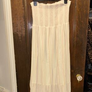 LOFT Cream Strapless Maxi Dress